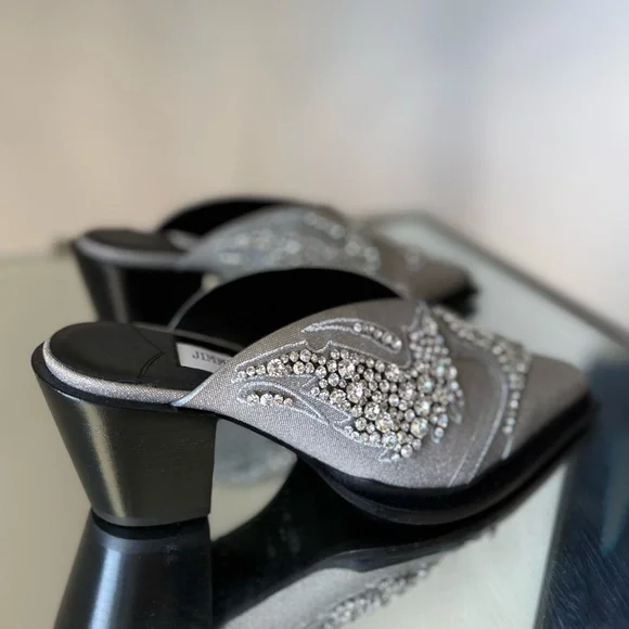 New JIMMY CHOO Cece Mule II 60 Silver Glitter Crystal Mules $2,995 37 - Picture 8 of 15